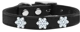 Snowflake Widget Genuine Leather Dog Collar Black 20