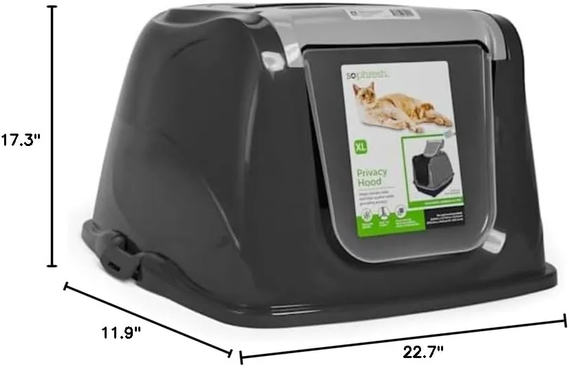 So Phresh Flip Top Cat Litter Box Hood Grey X-Large 22.7" L X 17.3" W X 11.9" H