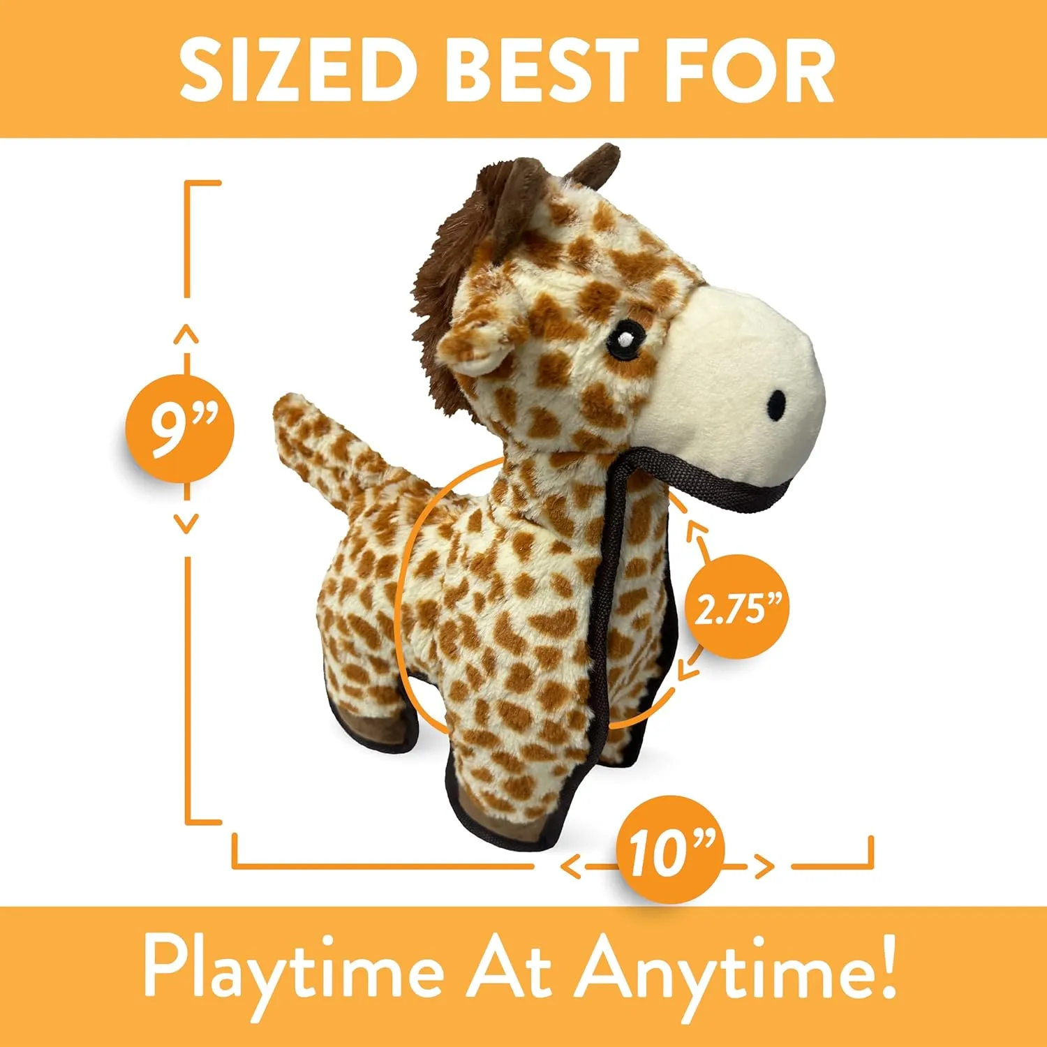 Spunky Pup Tough Plush Dog Toy for Aggressive Chewers, Giraffe