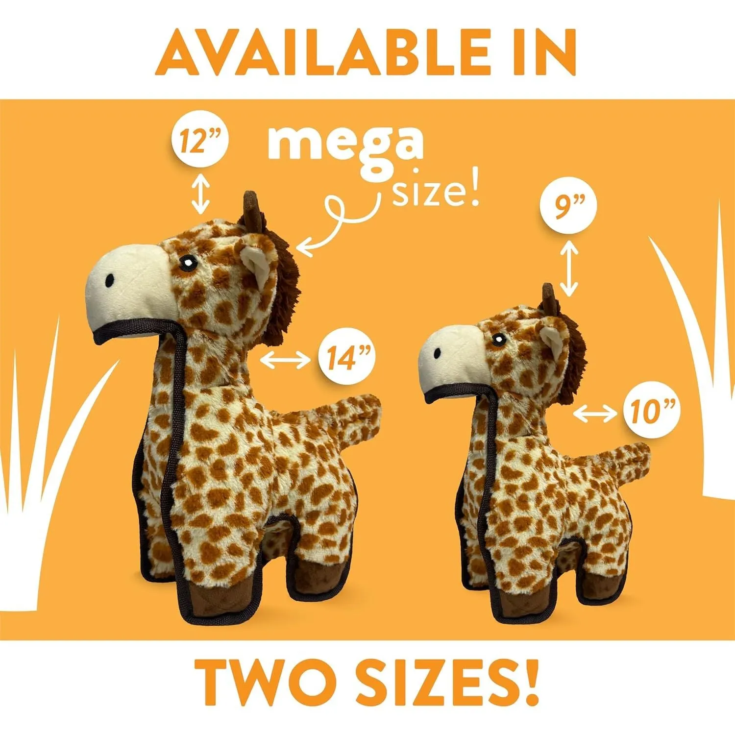 Spunky Pup Tough Plush Dog Toy for Aggressive Chewers, Giraffe