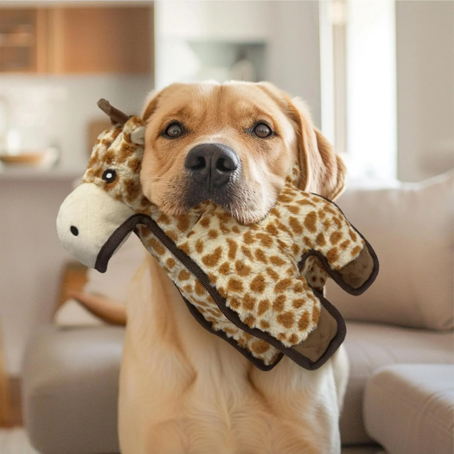 Spunky Pup Tough Plush Dog Toy for Aggressive Chewers, Giraffe