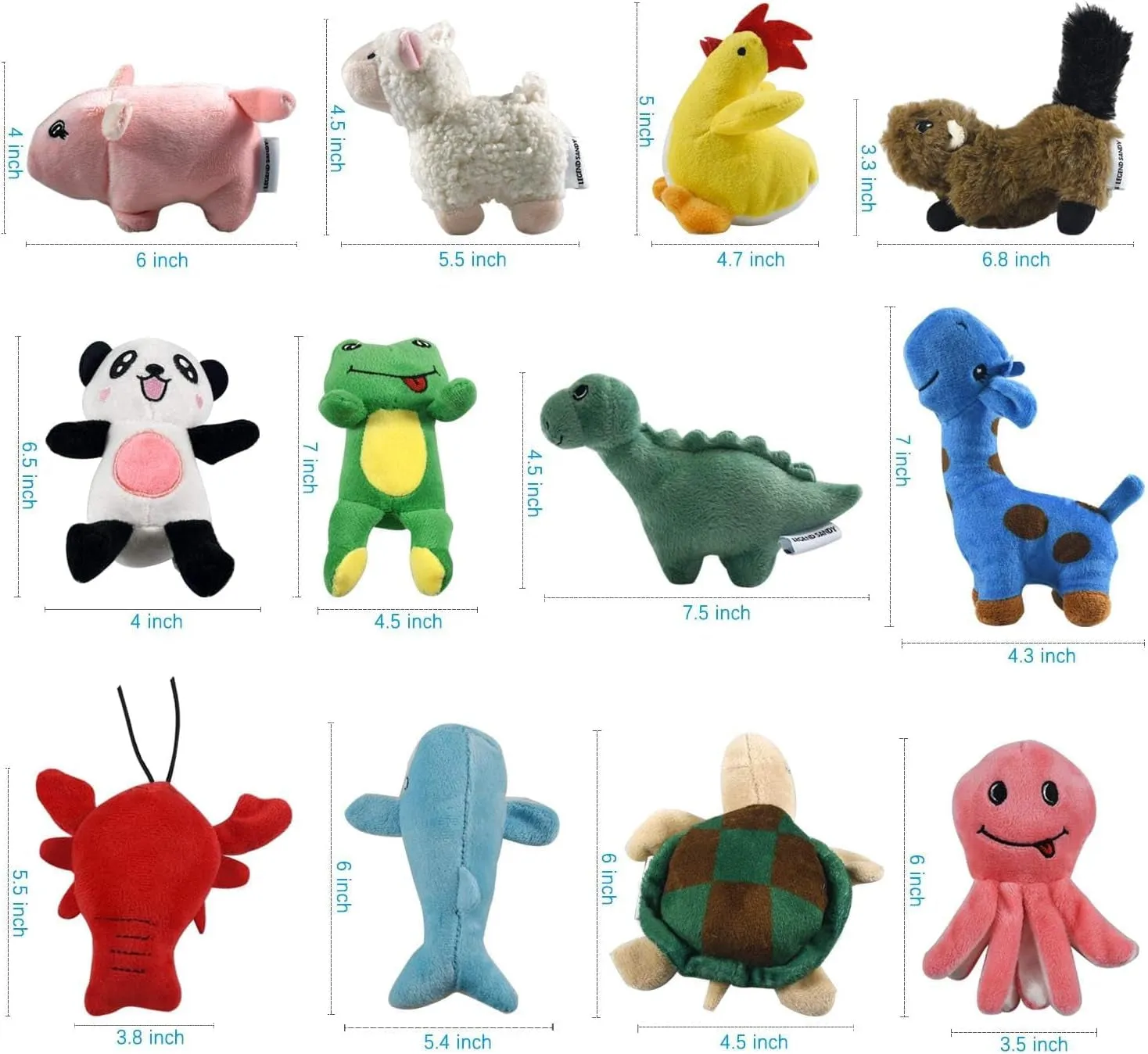 Squeaky Plush Dog Toy Pack for Puppy, Small Stuffed Puppy Chew Toys 12 Dog Toys Bulk with Squeakers, Cute Soft Pet Toy for Small Medium Size Dogs