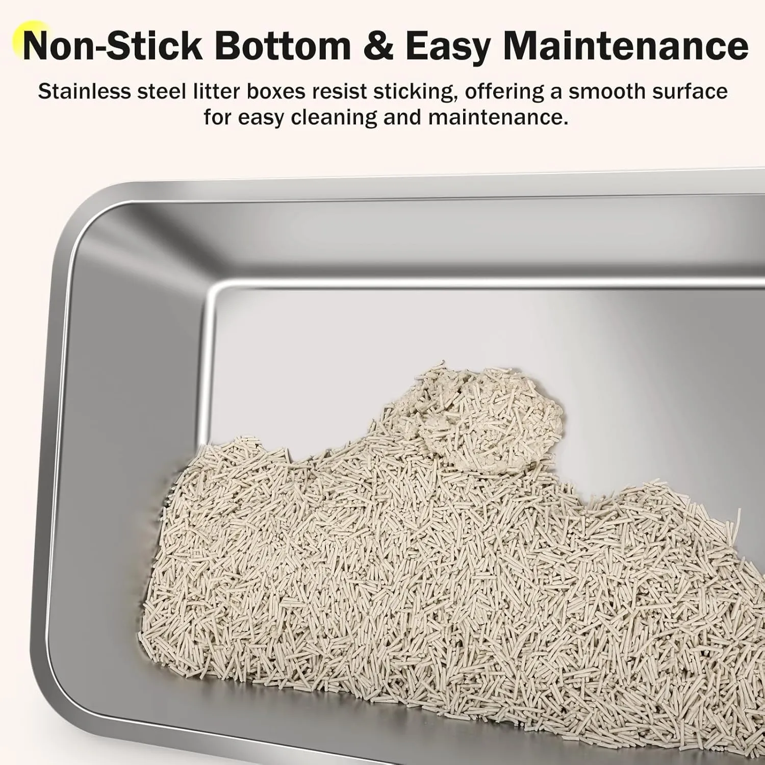 Stainless Steel Cat Litter Box, Extra Large Litter Boxes for Big Cats, Anti-Urine Leakage XL Box with High Sides, XLarge Metal Litter Box with Lid, Easy Clean, Non-Sticky, Cat Mat & Metal Scoop