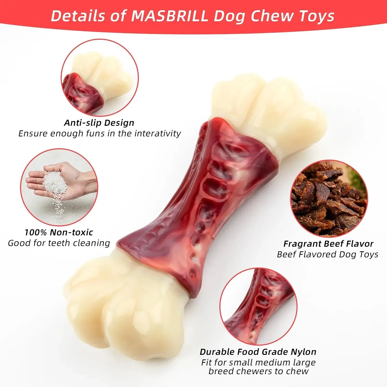 tough chewer Dog Toys for Aggressive Chewers, Dog Toys for Large Dogs, Tough Dog Bone Chew Toys for Medium/ Large Dogs, Toothbrush Dog Toys for Aggressive Chewers Large Breed