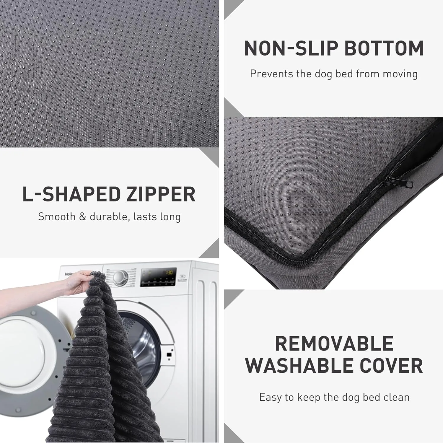 Vonabem Extra Large Dog Bed Washable with Removable Cover Waterproof, Dog Crate Bed for XL XLarge Dogs, Fluffy Flannel Pet beds Anti-Slip Kennel Pad 42 inch 41 * 27 inch