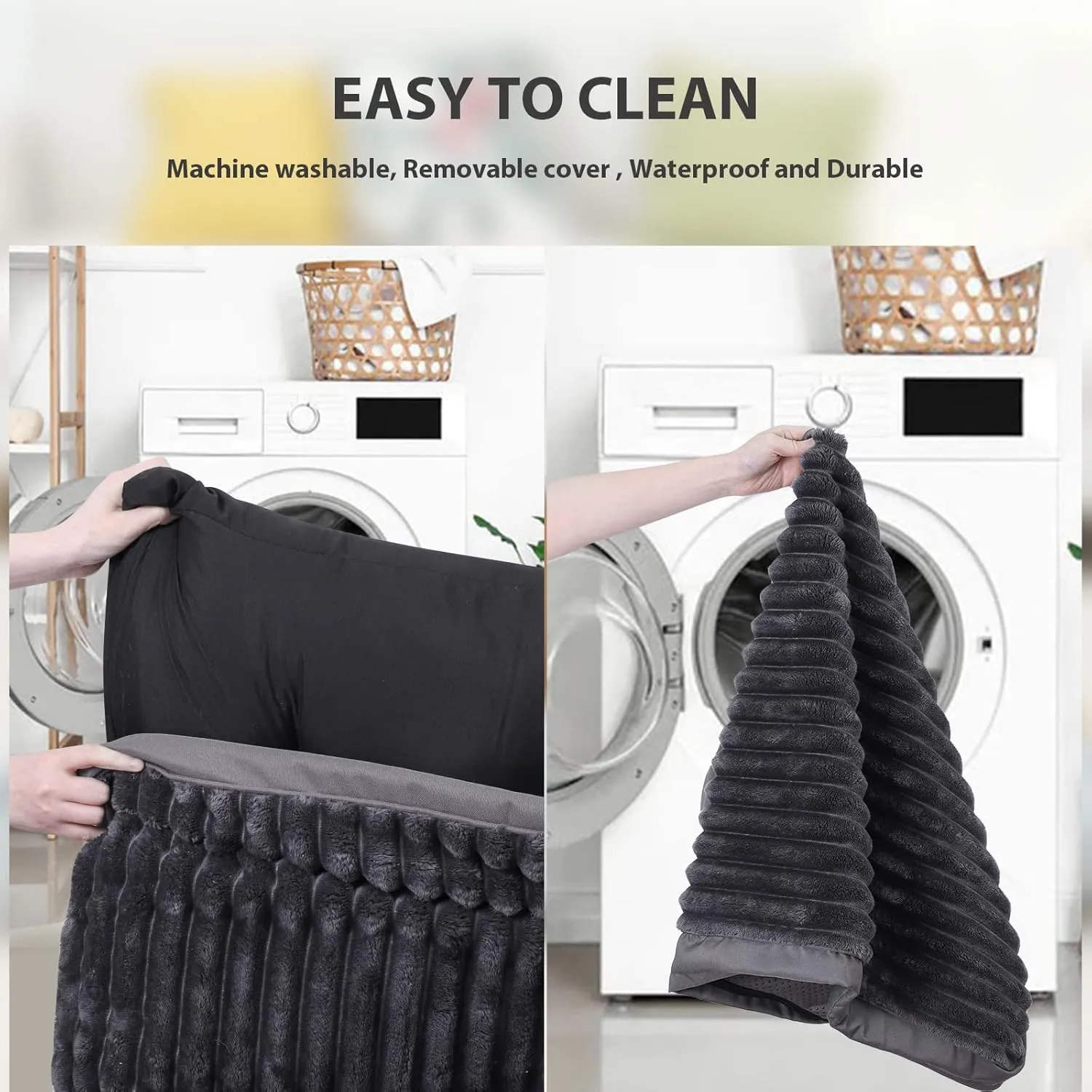 Vonabem Extra Large Dog Bed Washable with Removable Cover Waterproof, Dog Crate Bed for XL XLarge Dogs, Fluffy Flannel Pet beds Anti-Slip Kennel Pad 42 inch 41 * 27 inch