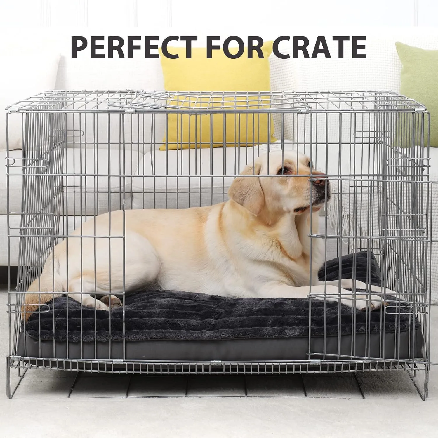 Vonabem Extra Large Dog Bed Washable with Removable Cover Waterproof, Dog Crate Bed for XL XLarge Dogs, Fluffy Flannel Pet beds Anti-Slip Kennel Pad 42 inch 41 * 27 inch