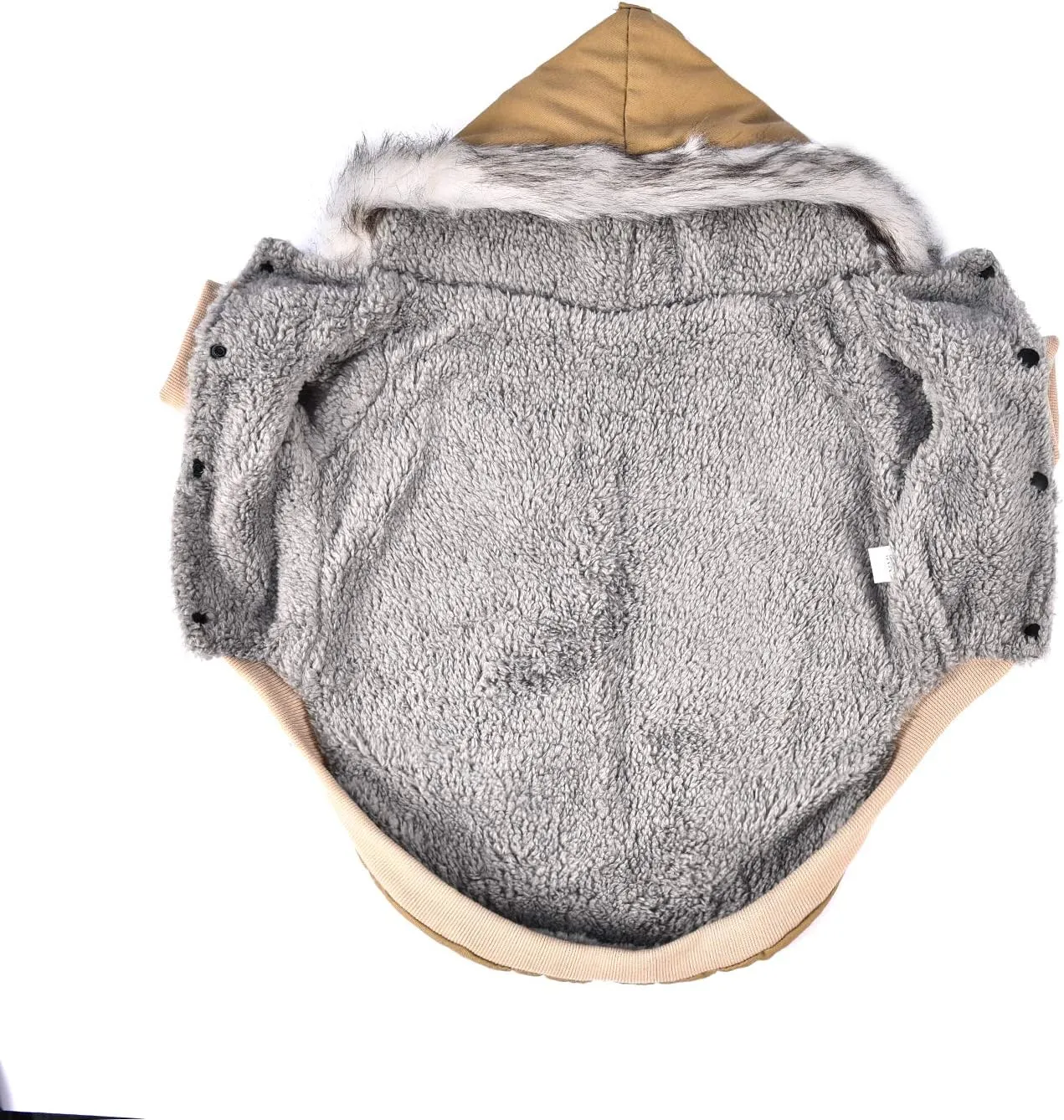 Warm Dog Hooded Trench Coat Windproof Parka Jacket for Cold Weather (L, Khaki)