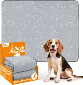 Washable Pee Pads for Dogs: Reusable Puppy Pads 2 Pack Quick Absorbent and Waterproof - Puppy Whlping Pads with Non-Slip Bottom for Dog Training, Grate, Floor, 24"x36"