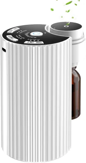 Waterless Essential Oil Diffuser for Home 8 Working Times and 7 Spraying Times to Choose from Mini Cordless Battery Operated Aromatherapy Diffuser for Room Cars Office(White)