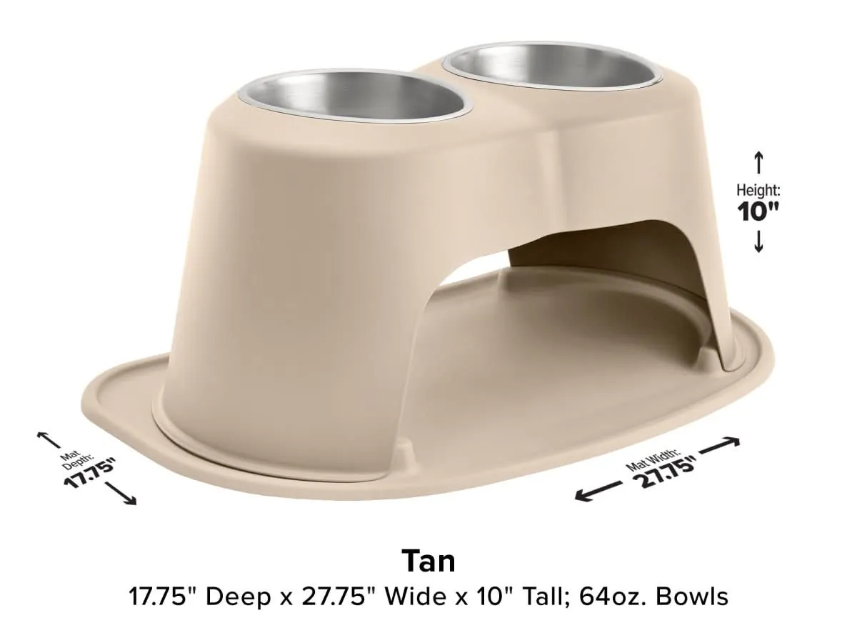 WeatherTech Double High Pet Feeding System - 10" with 64 oz Stainless Steel Bowls