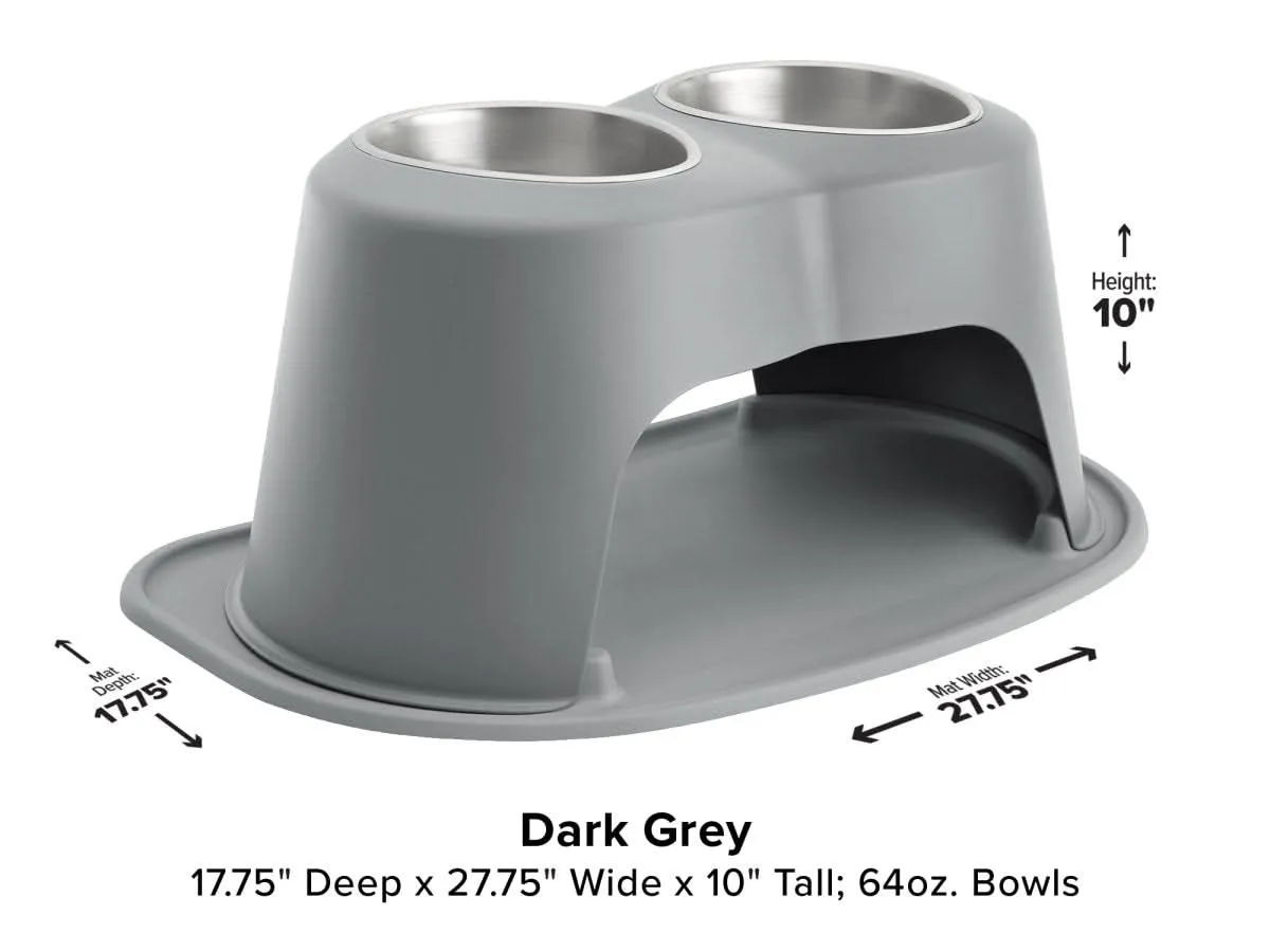 WeatherTech Double High Pet Feeding System - 10" with 64 oz Stainless Steel Bowls