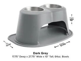 WeatherTech Double High Pet Feeding System - 10" with 64 oz Stainless Steel Bowls