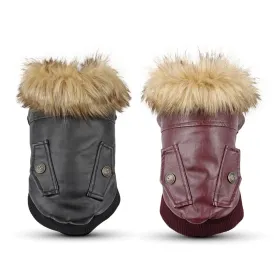 Winter Warm Leather Dog Coats Windproof Waterproof Dog Winter Coat Jackets