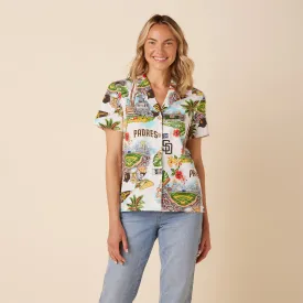 WOMEN'S SAN DIEGO PADRES SCENIC CAMP SHIRT / 100% Cotton