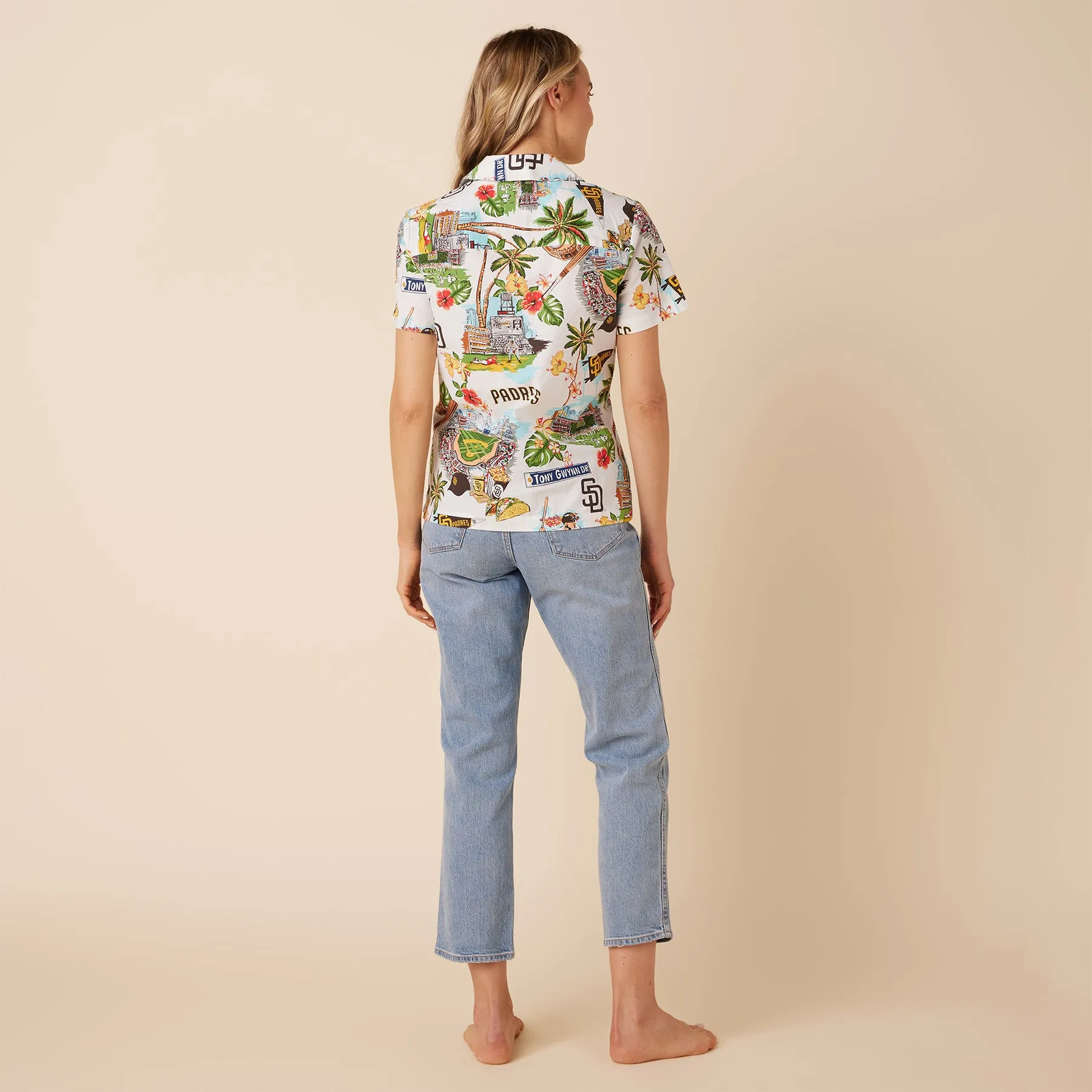 WOMEN'S SAN DIEGO PADRES SCENIC CAMP SHIRT / 100% Cotton