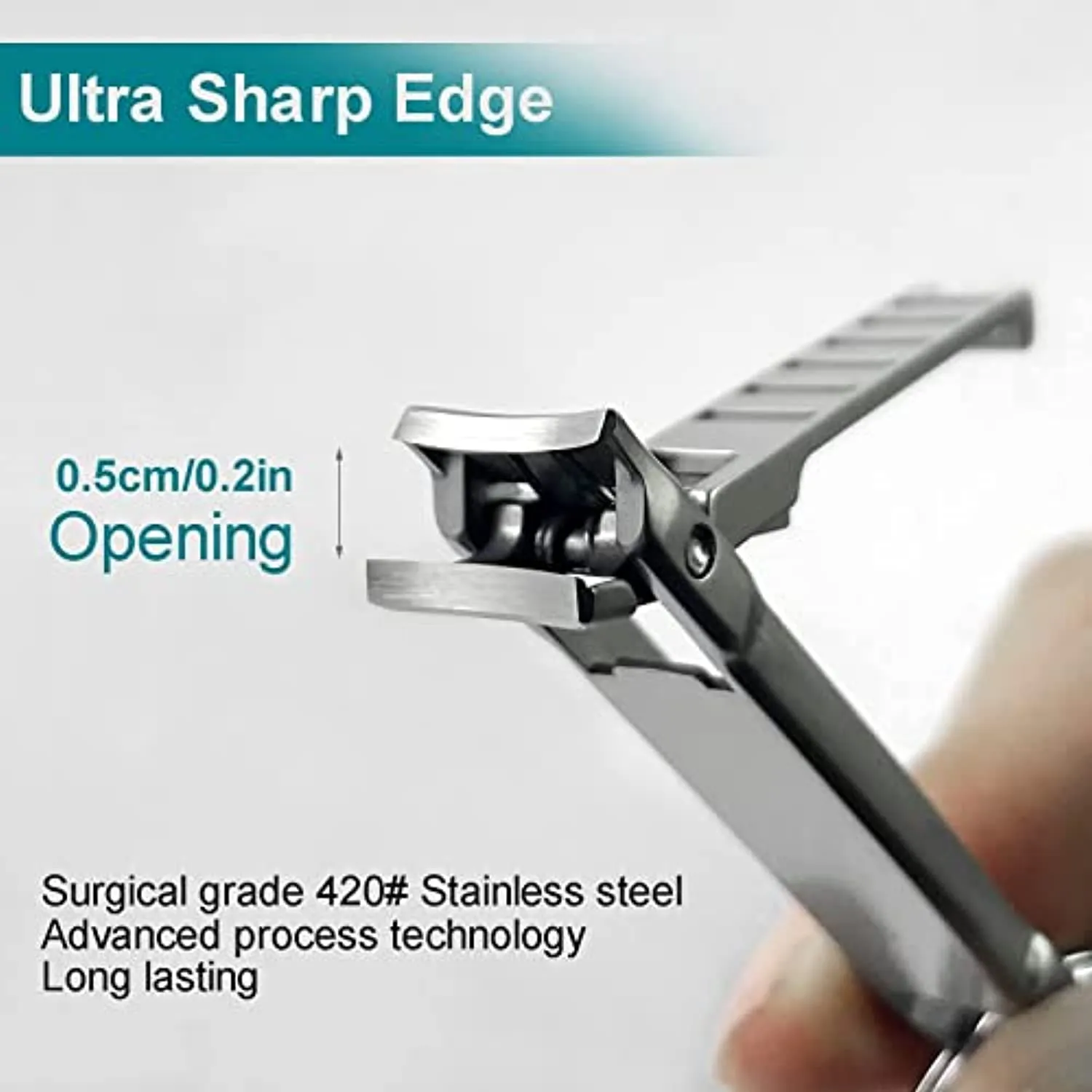XGIZMOO Nail Clippers for Natural Finger Nails Ultra Thin Mini Travel Portable Folding Wide Jaw Cutter with Glass Nail File Curved Trimmer for Fingernail Toenail (X021DB-S)