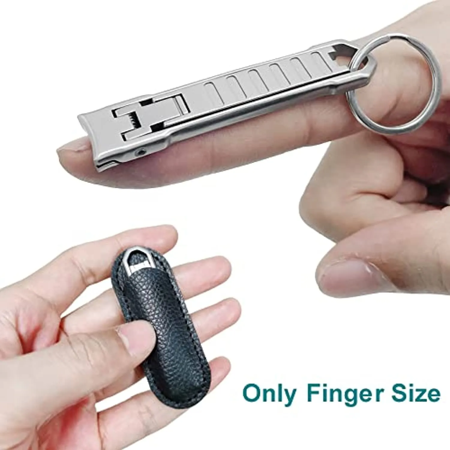 XGIZMOO Nail Clippers for Natural Finger Nails Ultra Thin Mini Travel Portable Folding Wide Jaw Cutter with Glass Nail File Curved Trimmer for Fingernail Toenail (X021DB-S)