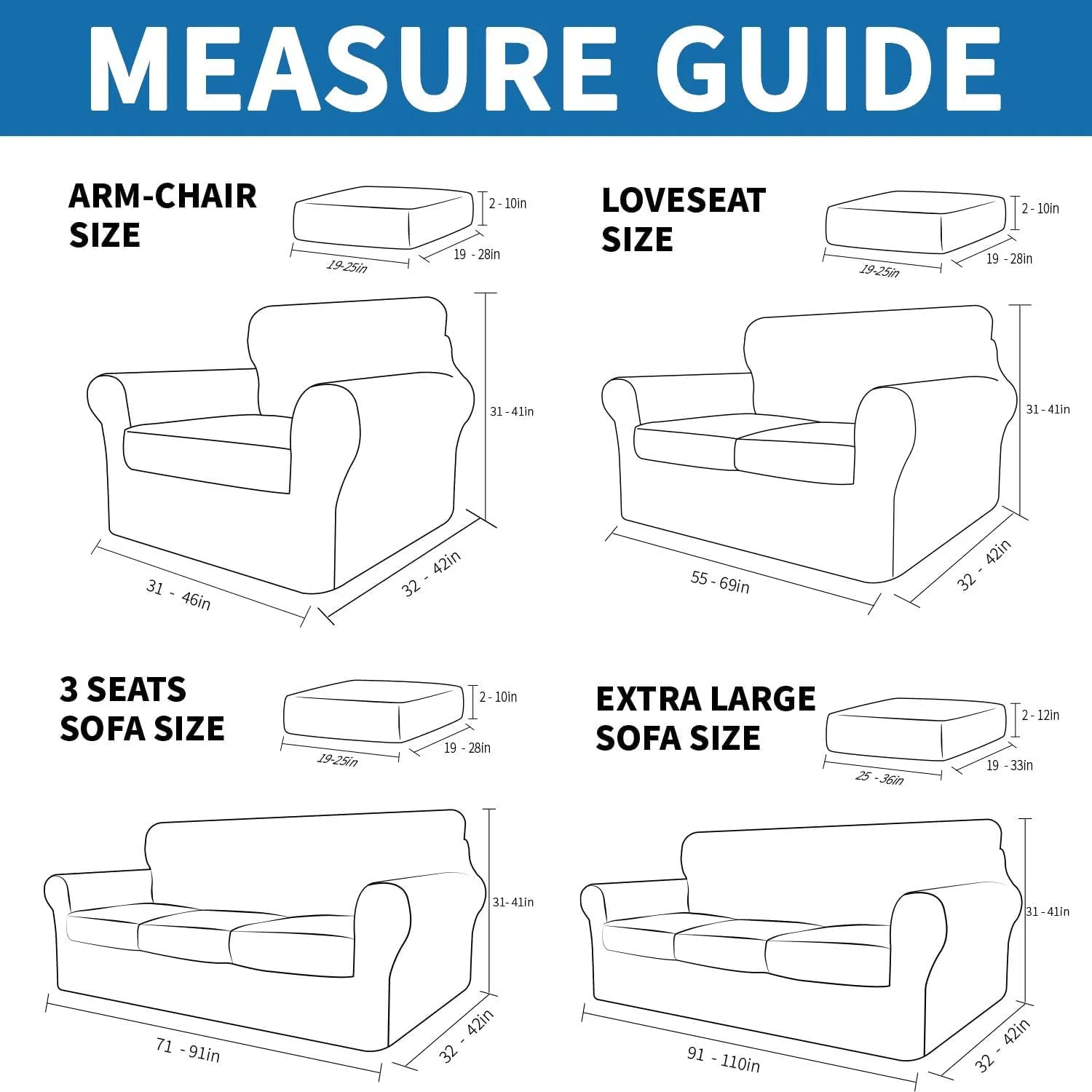 XINEAGE 2025 New 4 Pieces Couch Covers for 3 Cushion Couch Super Stretch Thick Soft Sofa Cover Anti Slip Sofa Slipcover Dogs Cats Furniture Protector (Silver Grey, 71"-91")