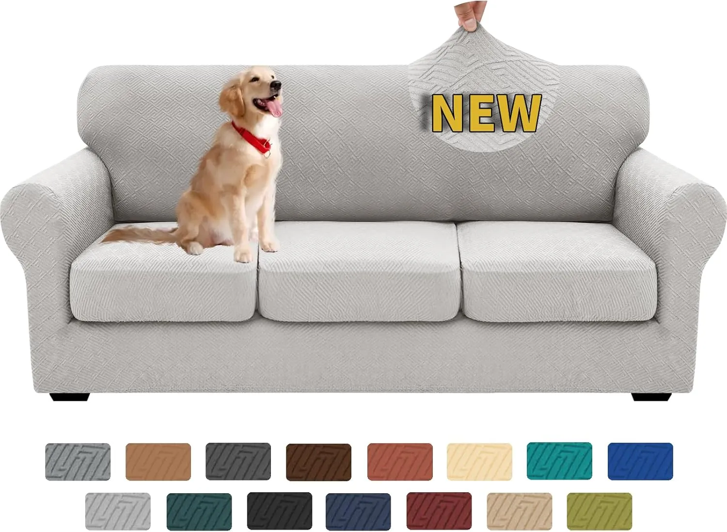 XINEAGE 2025 New 4 Pieces Couch Covers for 3 Cushion Couch Super Stretch Thick Soft Sofa Cover Anti Slip Sofa Slipcover Dogs Cats Furniture Protector (Silver Grey, 71"-91")