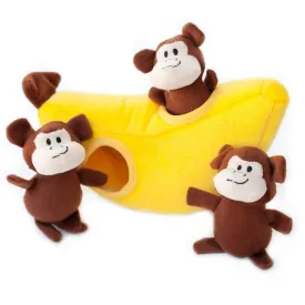Zippy Paws Banana and Monkeys Burrow Dog Toy^^^