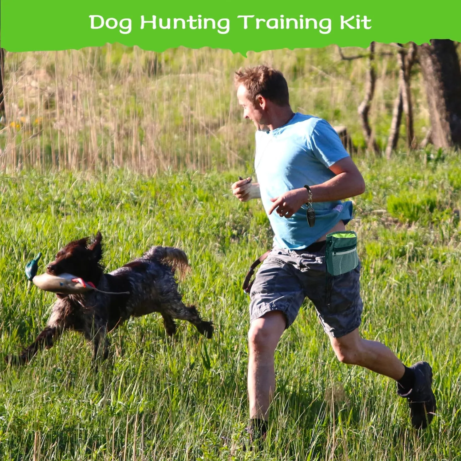 ZRD Dog Training Kit, Dog Duck Toy, Duck Dummy Bumper for Dog, Duck Hunting Kit with Dog Treat Pouch, 2in1 Dog Training Clickers and Whistle - Dog Retriever Outdoor Training Kit